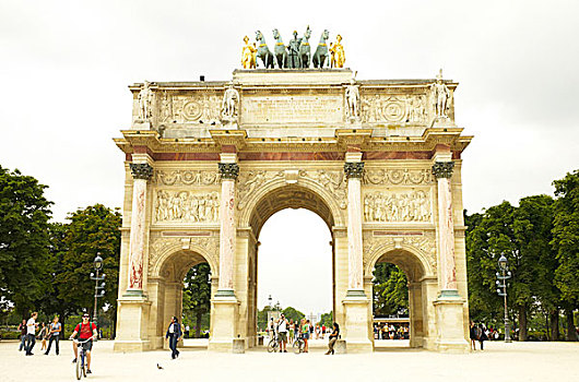 风景,拱形,旋转木马,巴黎,法国