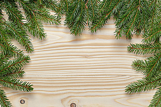 圣诞节,背景,冷杉,细枝,木桌子,横图