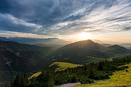 风景,高处,萨尔察赫河,山谷,贝希特斯加登阿尔卑斯山