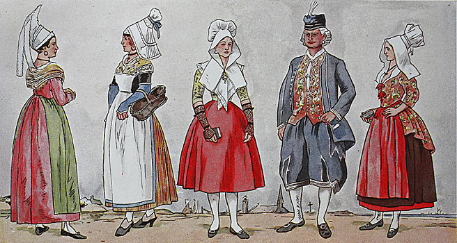人,传统服装,时尚,服饰,衣服,法国,开端,19世纪,插画,欧洲