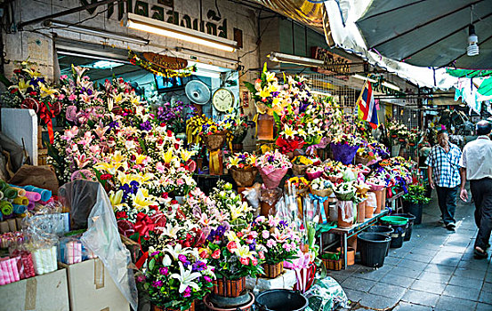 花商,花市,曼谷,泰国,亚洲