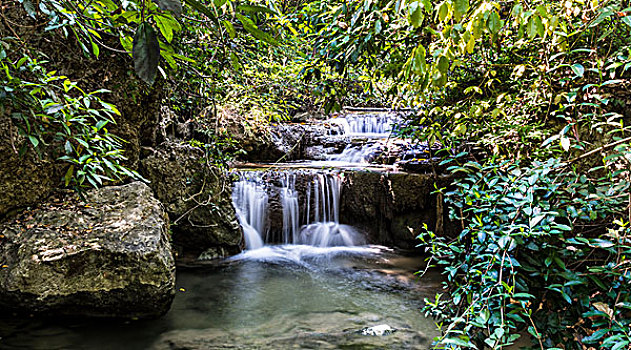 瀑布,国家公园,北碧府,省,泰国,亚洲