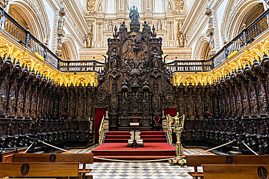 合唱团,椅子,大教堂,巴洛克,科多巴,世界遗产,安达卢西亚,西班牙,欧洲