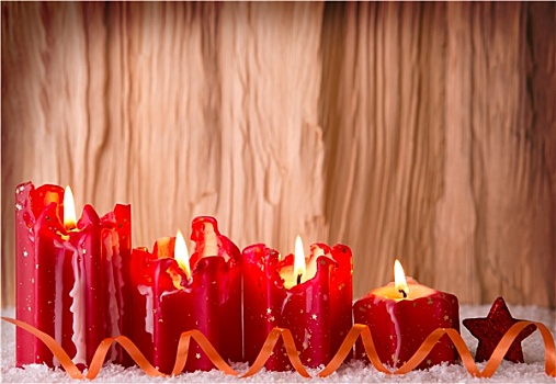 四个,红色,圣诞蜡烛,降临节