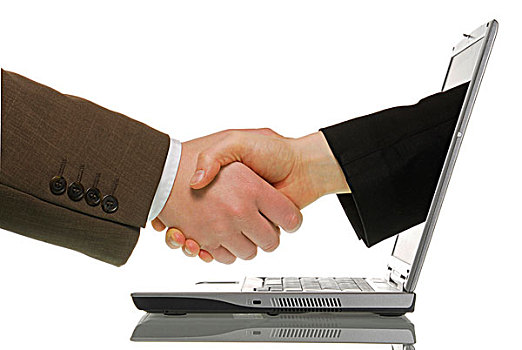 握手,合作伙伴,互联网,象征,交易