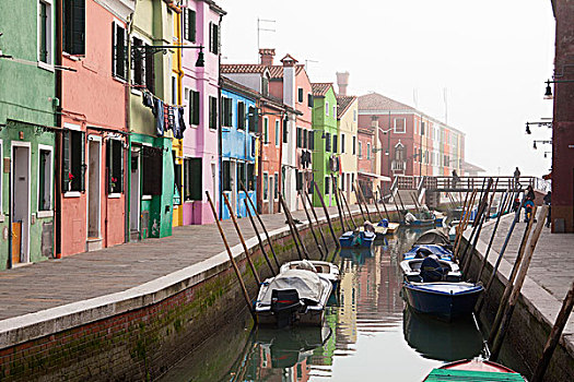房子,运河,布拉诺岛,威尼托,意大利