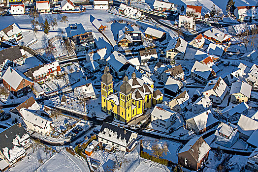 大教堂,玛丽亚,雪中,藻厄兰,北莱茵威斯特伐利亚,德国