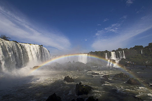 巴西,伊瓜苏,国家公园,伊瓜苏瀑布,喉咙,彩虹