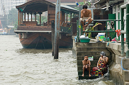 日常生活,湄南河,曼谷,泰国,一月,2007年