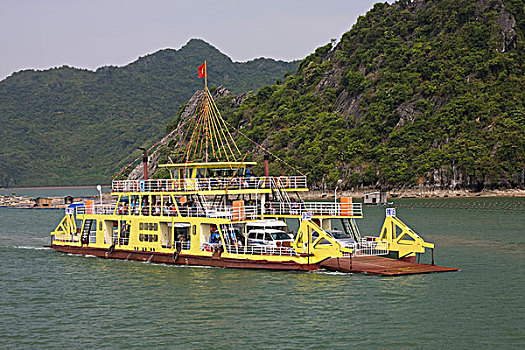 车辆渡船,下龙湾,越南,亚洲