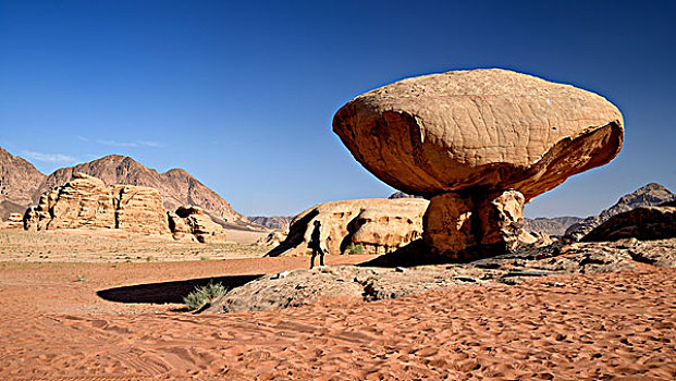 约旦,瓦地伦,沙漠,保护区,铭刻,世界遗产,清单,蘑菇岩,沙子,石头