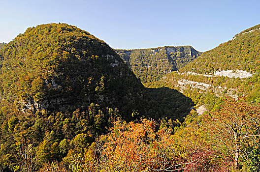 山谷,河,秋景,法国,欧洲