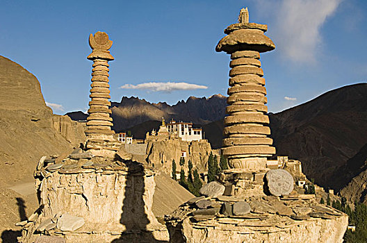 纪念碑,寺院,背景,查谟-克什米尔邦,印度