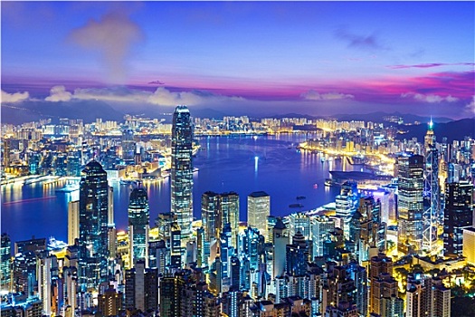 香港,城市天际线,日出