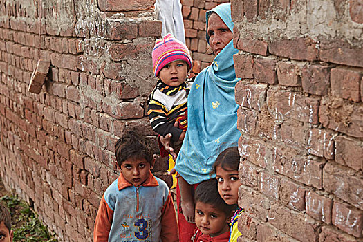 母子,生活方式,砖厂,巴基斯坦,亚洲