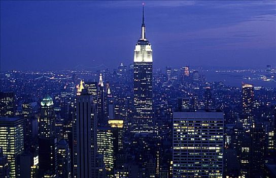 帝国大厦,市区,曼哈顿,上面,洛克菲勒中心,纽约,美国