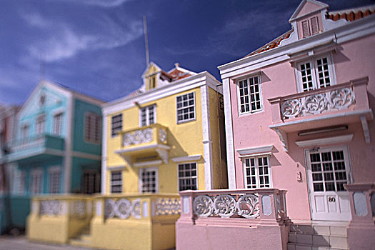 加勒比,荷兰,安的列斯群岛,彩色,建筑,特写,区域,威廉斯塔德,聚焦