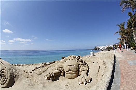 雕塑,沙子,富埃特文图拉岛,加纳利群岛