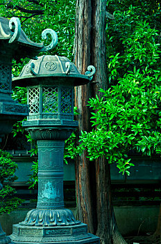 日本东京,上野东照宫,历史建筑铜灯笼
