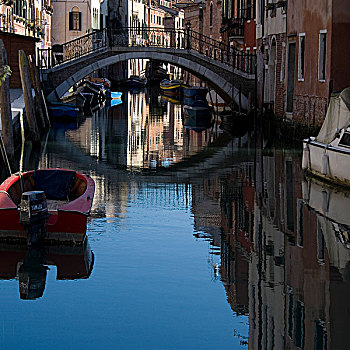 停泊,船,桥,运河,地区,威尼斯