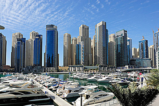 迪拜,码头,游艇,天际线,阿联酋,中东,亚洲