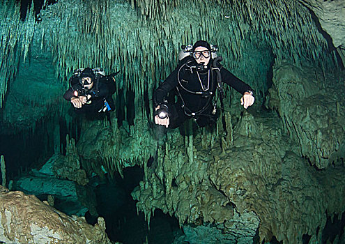 洞穴,潜水,尤卡坦半岛,墨西哥