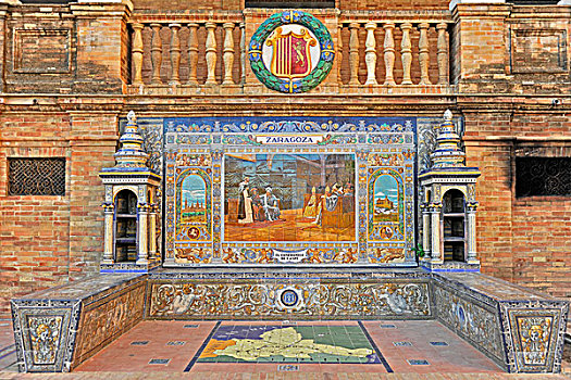 萨拉戈萨,彩色,砖瓦,图像,西班牙,塞维利亚,安达卢西亚,欧洲