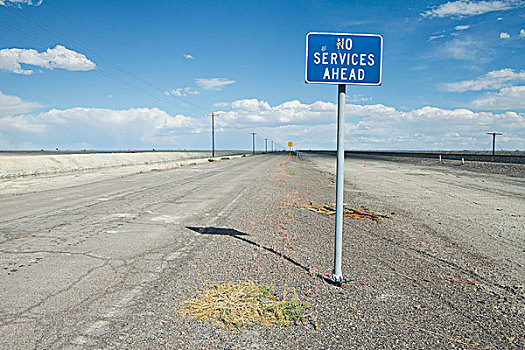 服务,警告标识,遥远,沙漠公路