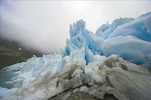 蓝色,冰,陡坡,残余,冰河,早晨,小湾,南乔治亚,南大洋,南极辐合带