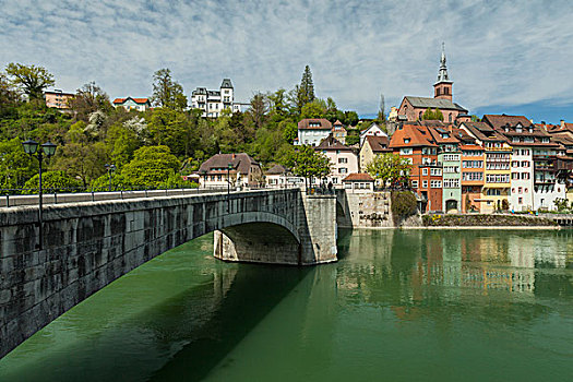 桥,莱茵河,连接,瑞士,德国