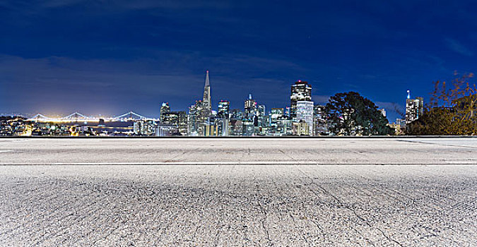 沥青,道路,城市,旧金山,天际线