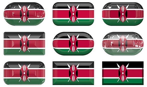 玻璃,扣,旗帜,肯尼亚