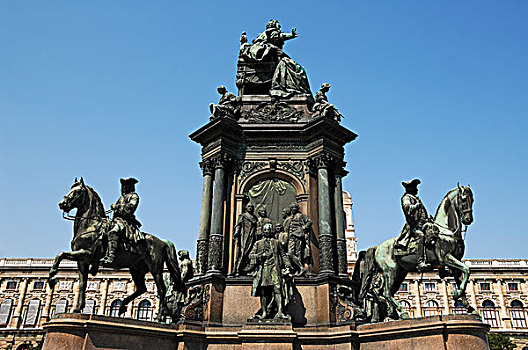 纪念建筑,玛丽亚,自然历史博物馆,背影,广场,维也纳,奥地利,欧洲