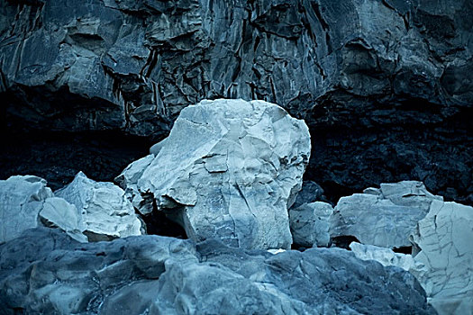 发光,蓝色,石头,正面,洞穴,戴尔赫拉伊,冰岛