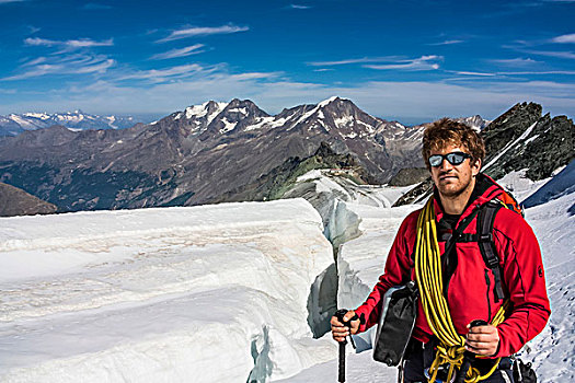 登山者,高山,旅游,瓦莱州,阿尔卑斯山,瑞士,欧洲