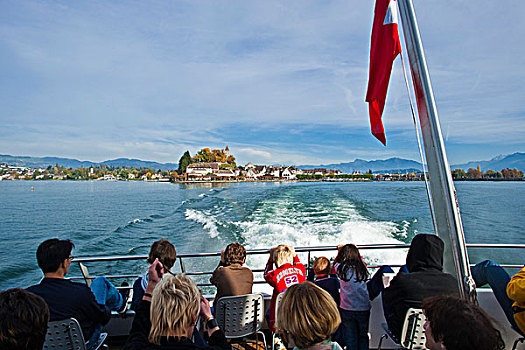 旅游船,苏黎世湖,拉珀斯维尔,瑞士,欧洲