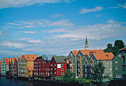 挪威,特隆赫姆,房子,河,大幅,尺寸