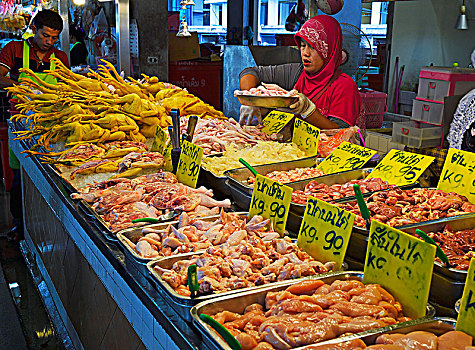 新鲜,鸡肉,市场,海滩,普吉岛,泰国,亚洲