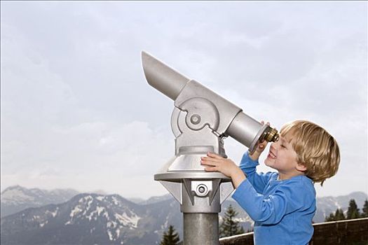 男孩,看穿,望远镜