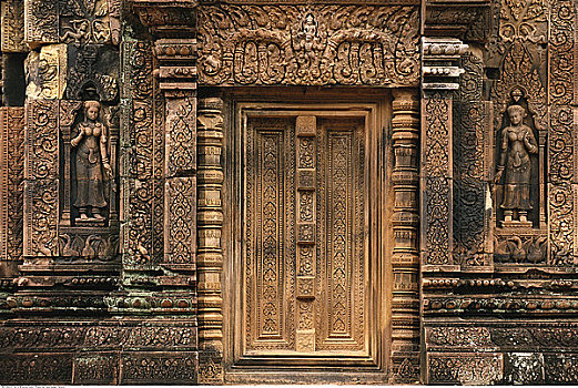 庙宇,门,女王宫,柬埔寨