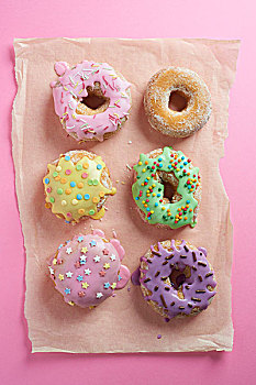 甜甜圈,糖衣浇料,粉色,表面