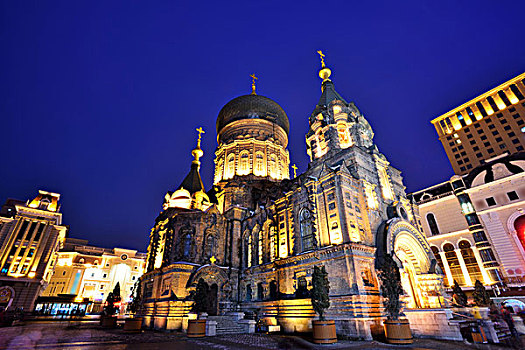 哈尔滨圣索菲亚教堂夜景