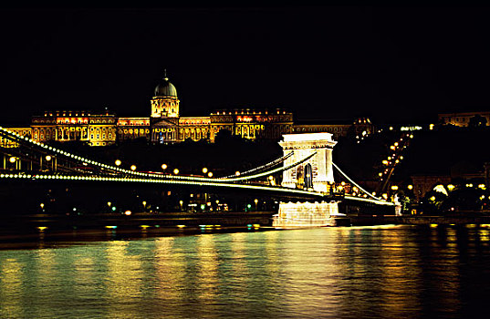 匈牙利,布达佩斯,皇宫,链索桥