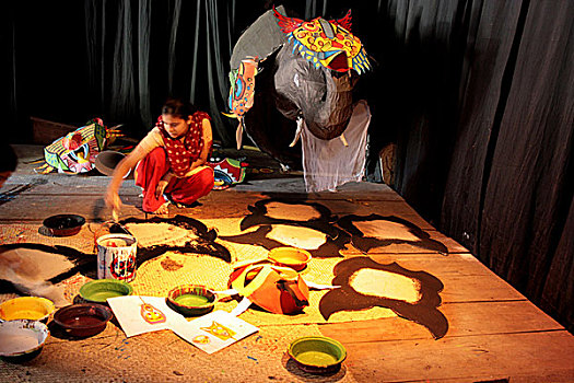 学生,颜料,手工制作,面具,物体,节日,大学,孟加拉,四月,2008年