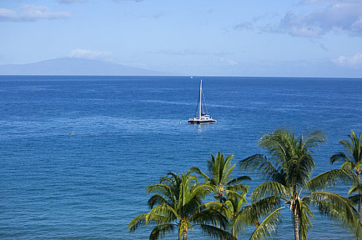 帆船,海洋,麦肯那,毛伊岛,夏威夷,美国