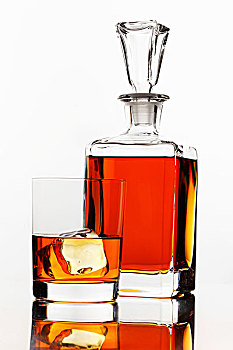 威士忌,玻璃杯,瓶子,白色,表面