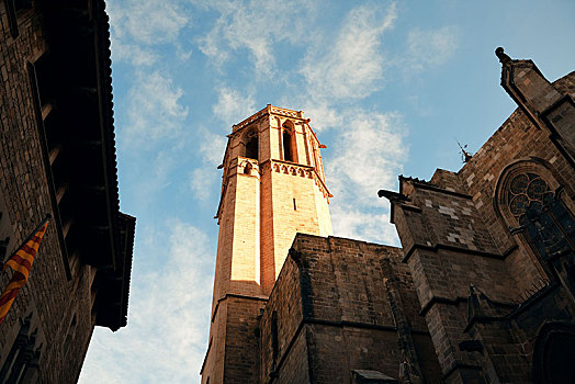 钟楼,老,建筑,哥特区,巴塞罗那,西班牙