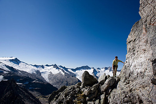 女人,攀登,阿尔卑斯山,提洛尔,奥地利