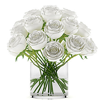 花束,玫瑰,玻璃花瓶,隔绝,白色背景,背景