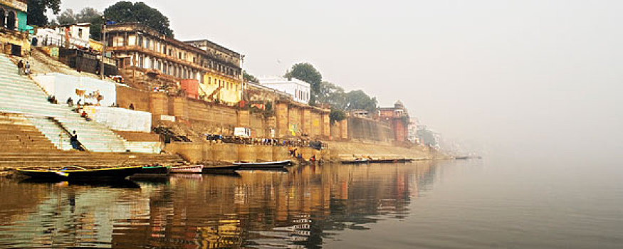 建筑,河岸,河边石梯,恒河,瓦腊纳西,北方邦,印度